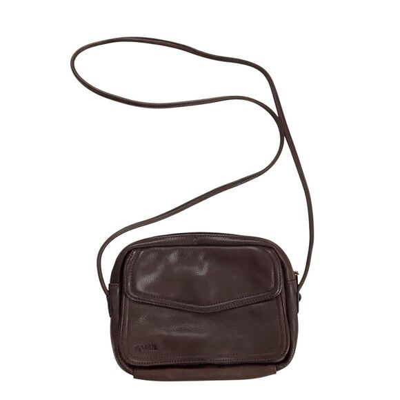 Fossil Brown Leather Crossbody Envelope Style Pocketbook Bag Purse Organizer - Picture 1 of 16